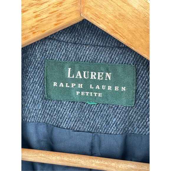 Lauren Ralph Lauren Blazer Jacket Women Petite Small Full Zip Moto Blue Wool - Picture 3 of 13
